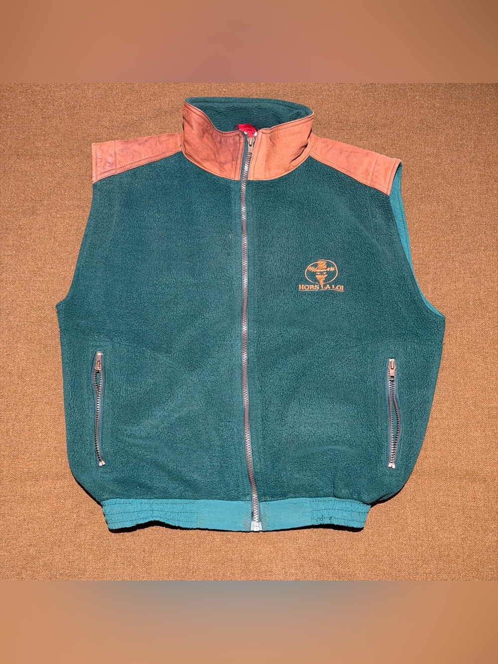 Vintage 90s Hors La Loi Fleece & Leather Vest Made in Canada Men’s Small